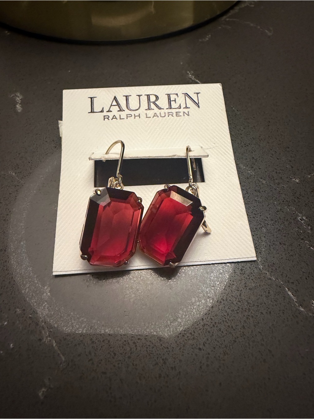 LAUREN Ralph Lauren Gold-Tone Earrings with Deep Red Crystal Drops